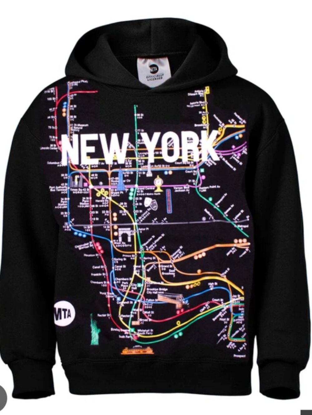 🚇🗽 NYC MTA Officially Licensed Kids Hoodie – Transit Map – Size M (10–12) 🗽🚇